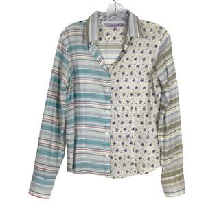 NWOT WHITE STUFF Blouse Womens 2 Patchwork Floral Long Sleeve Mixed Media